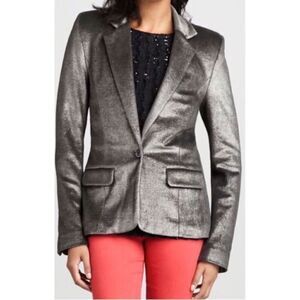 Alice + Olivia Pewter Metallic Velvet Blazer
